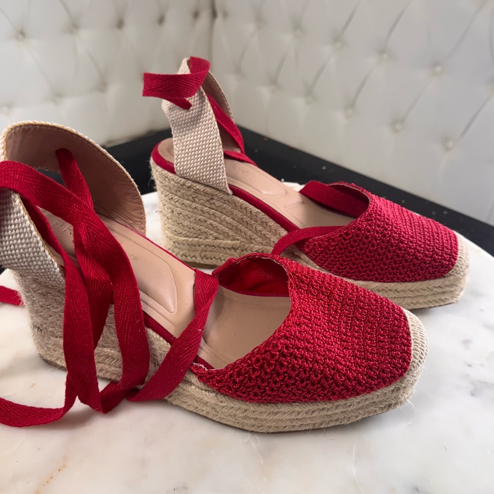 Primark Red Wedge Espadrilles